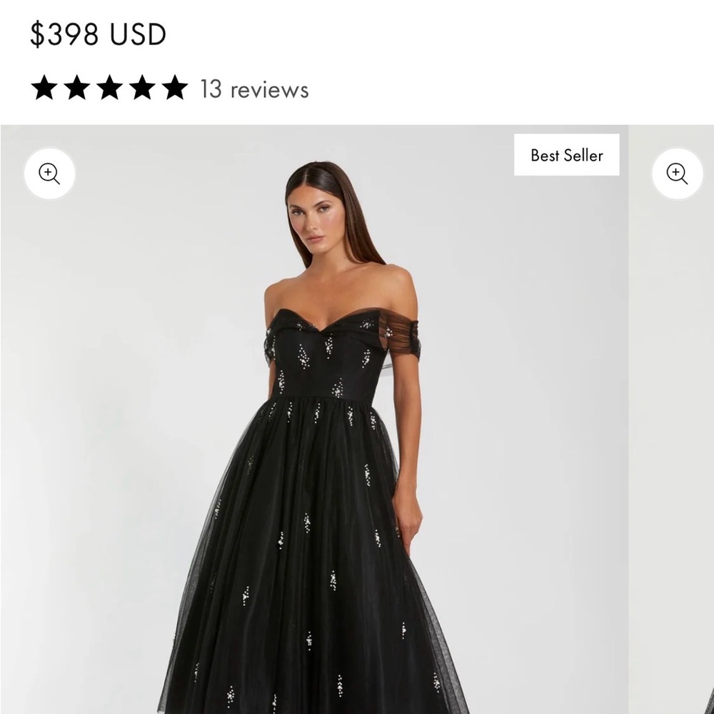 Mac Duggal Black Off the Shoulder Evening Dress
